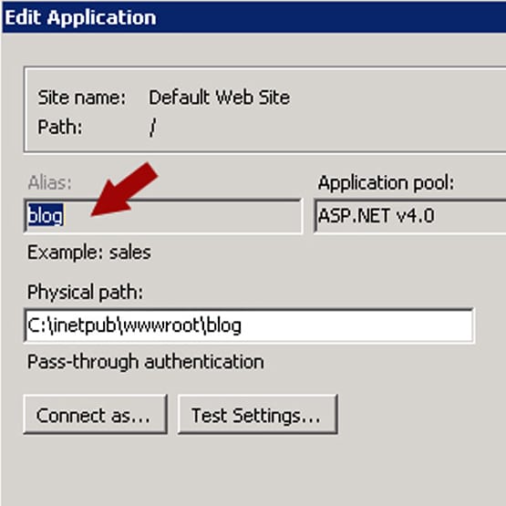 Umbenennen einer IIS Anwendung Windows Server