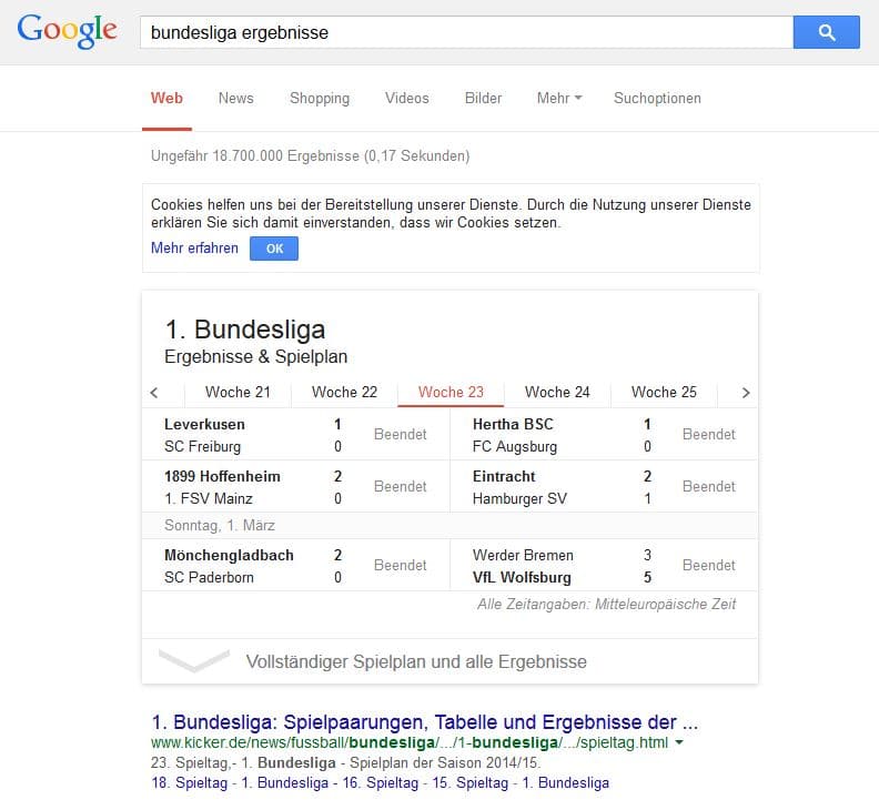 Google zeigt wissen direkt in Suchergebnissen