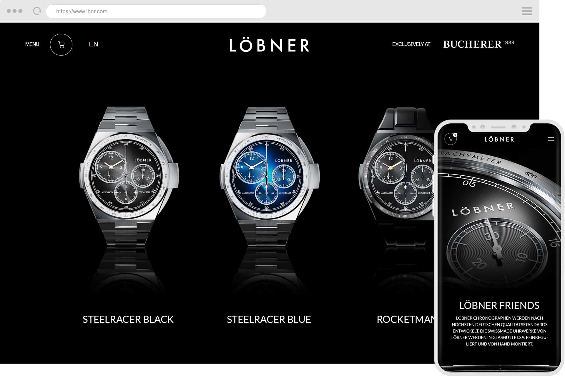 Webdesign, Shopprogrammierung und UX für einen Uhrenhersteller in Deutschland