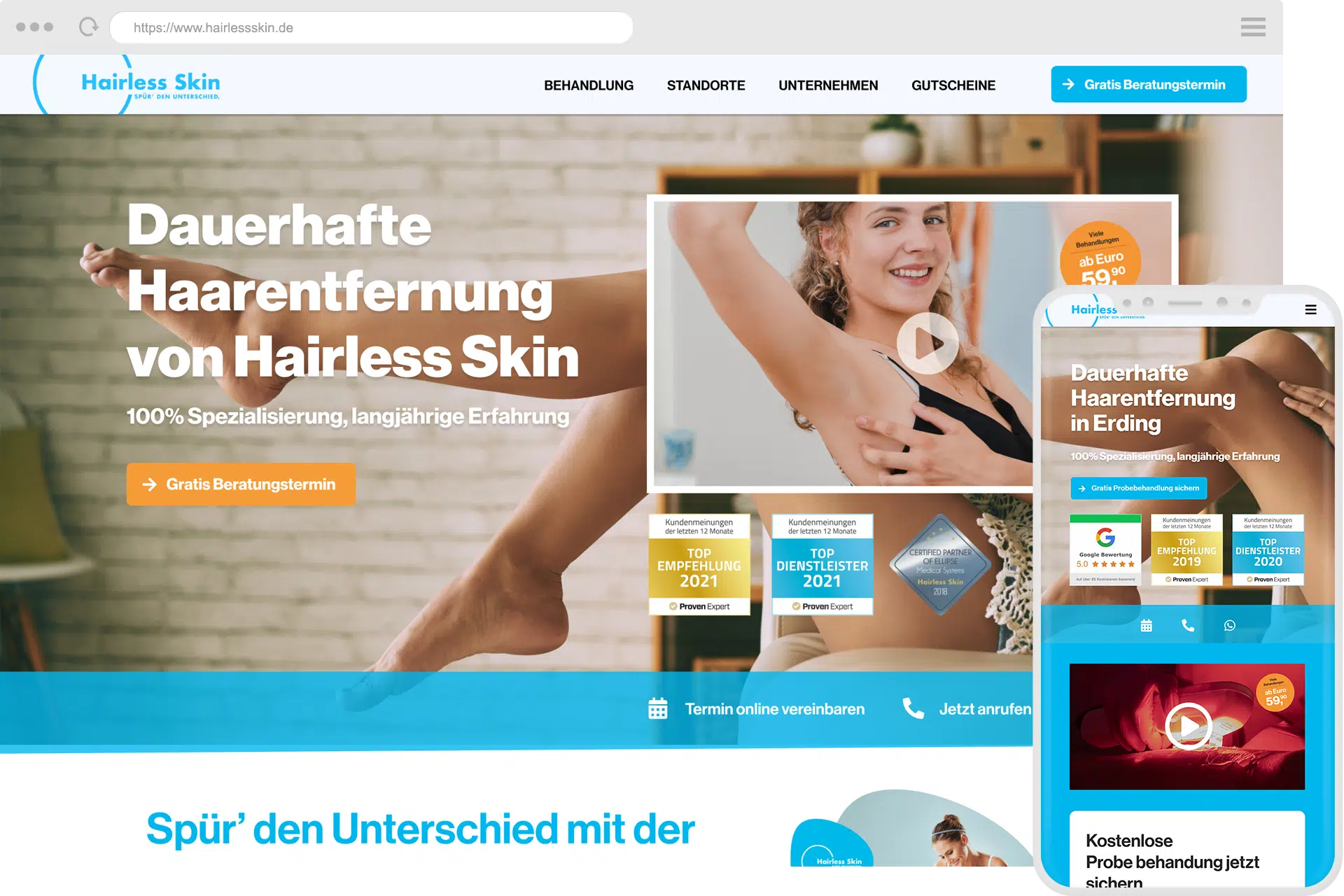Referenz für eine Brand-Internetpräsenz im Bereich Beauty von BYTEFOREST