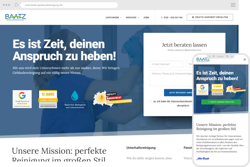 Referenz Webdesign Gebäudereinigung Webdesign Berlin